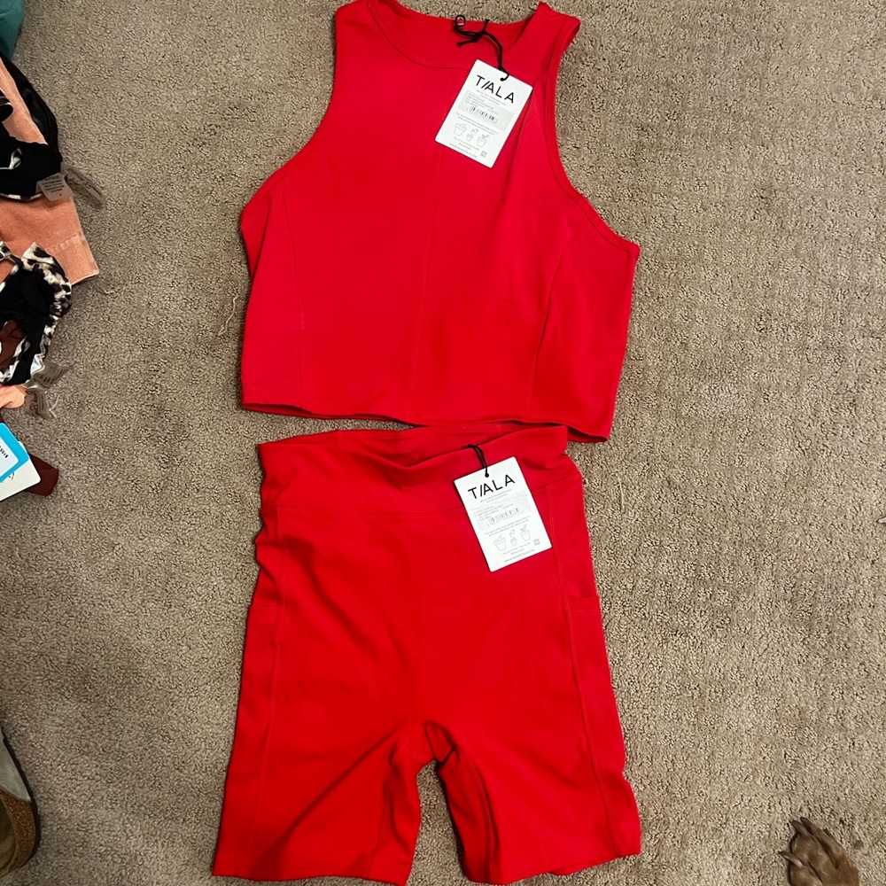 NWT Tiala Women's Red Athletic Shorts and top set